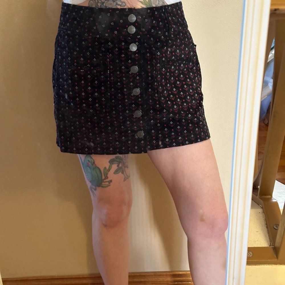 We The Free FP Black Joani Corduroy Mini Skirt Size 27 EUC
